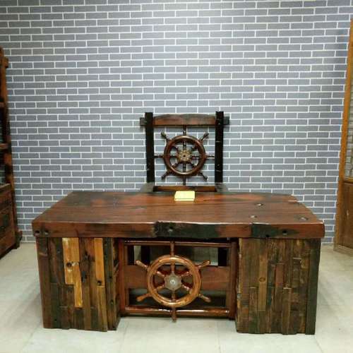 老船木办公桌书桌写字台 办公桌大班桌 老板桌 带抽屉 古船木家具