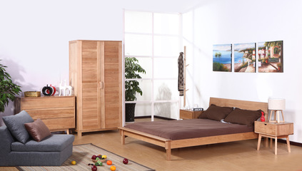 纯实木床日式1.8米双人床进口白橡木环保家具厂家直销一件代发